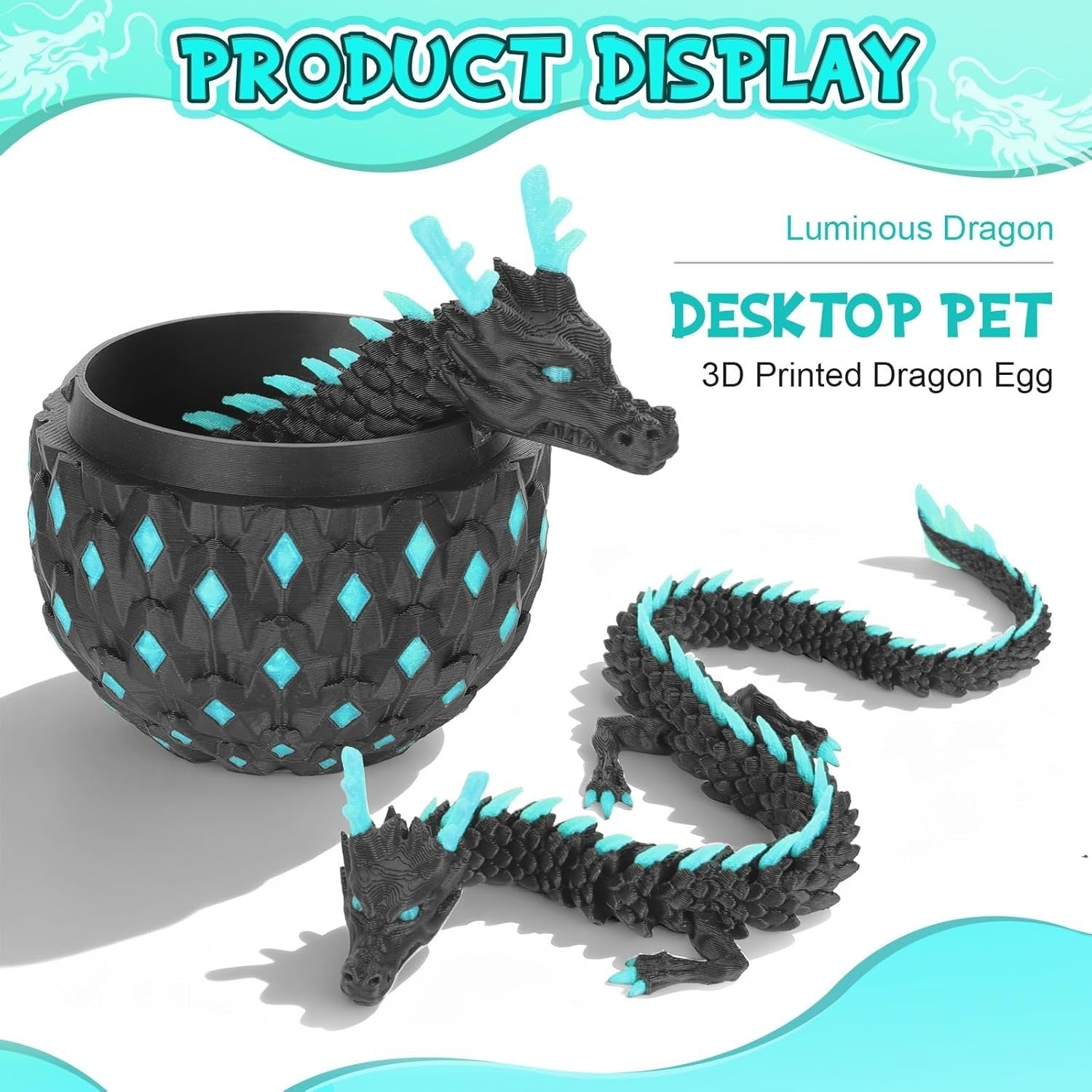12 Inch Glow Dragon Egg Fidget Toy Articulated Fantasy Desk Decor