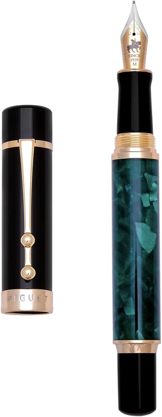 Luxury Fountain Pen Marble Vert Set Medium Nib Smooth Writing Gift