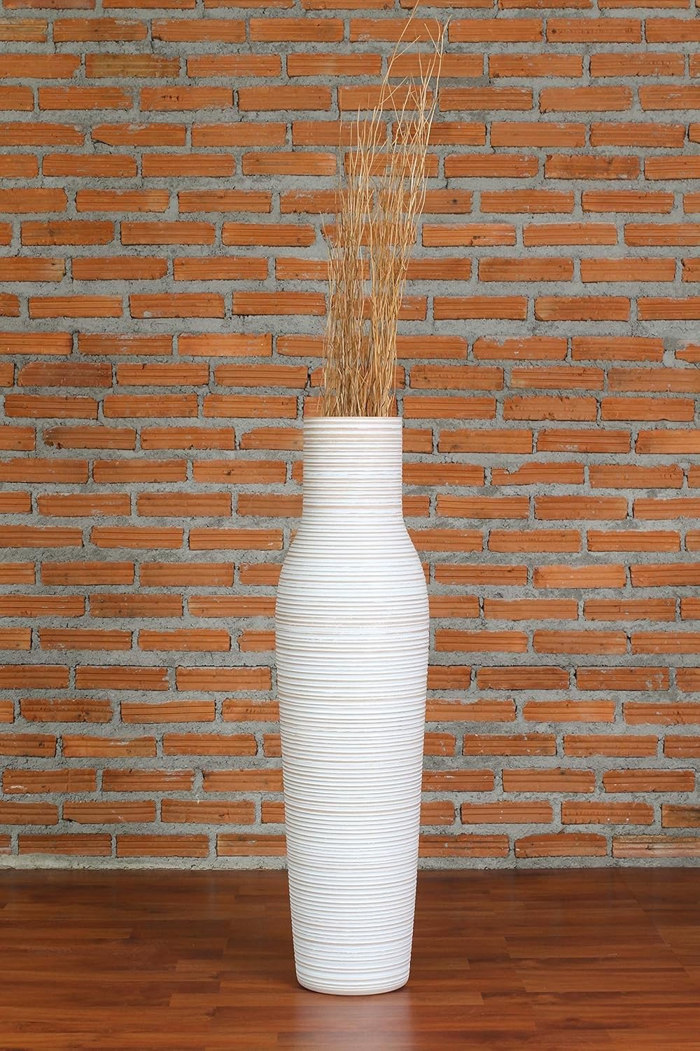 Tall White Floor Vase 65cm Farmhouse Decorative Vase for Pampas Grass