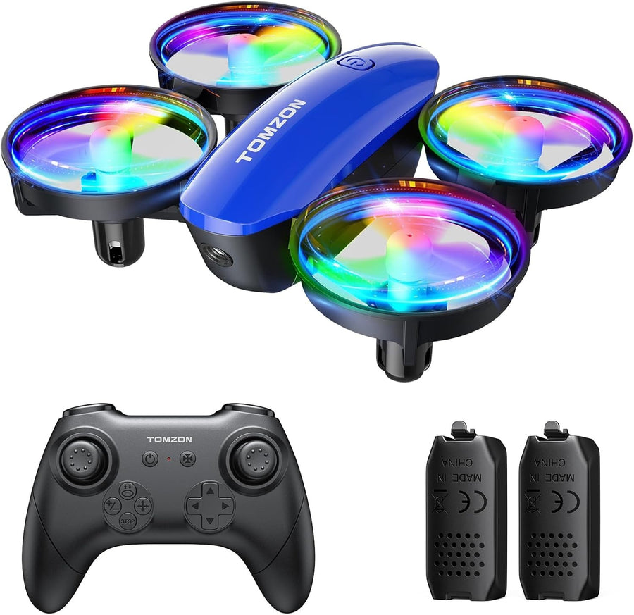Mini LED Drone for Kids with 3D Flip, 5 Light Modes & 2 Batteries – Blue