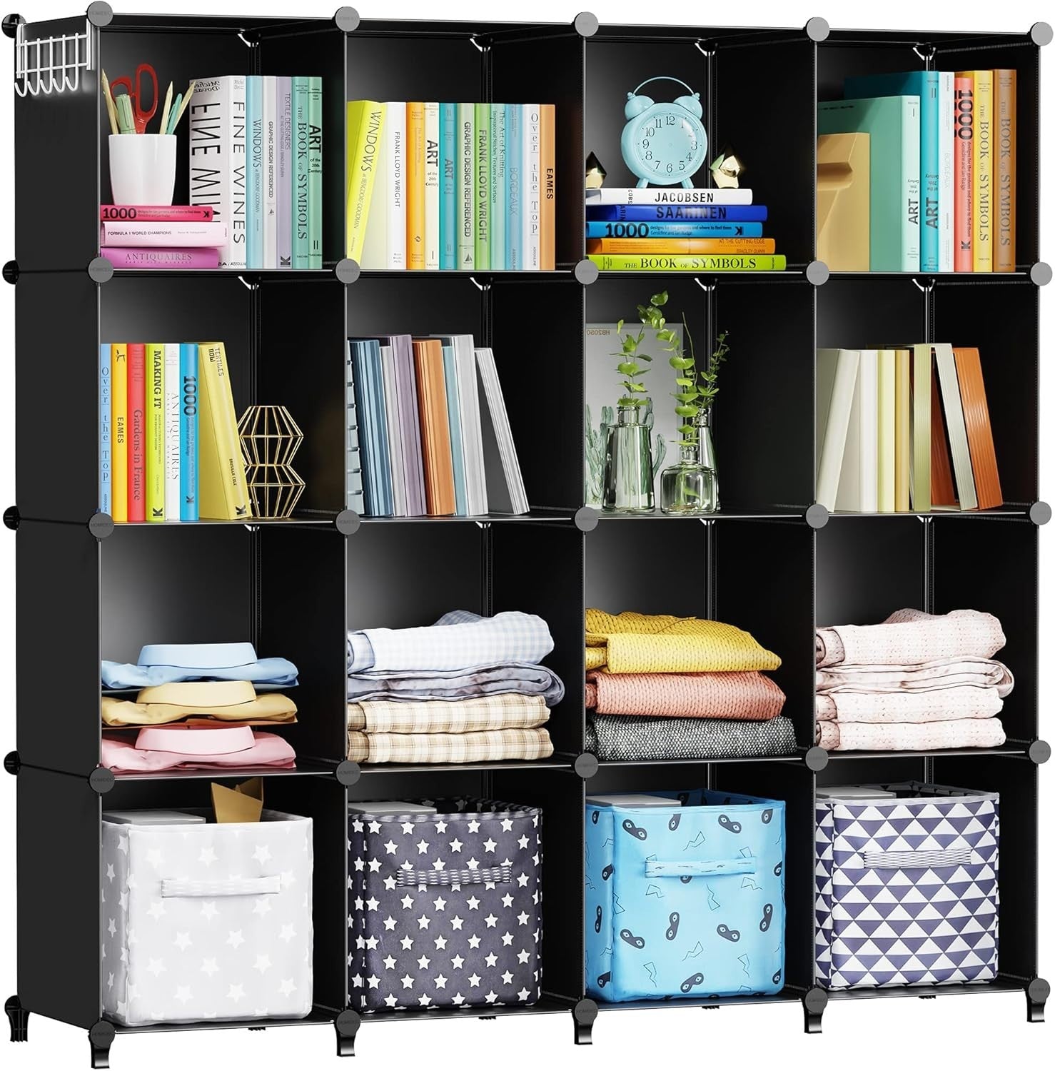 16-Cube Storage Unit Bookshelf – Modular DIY Shelves for Toys, Clothes, Books