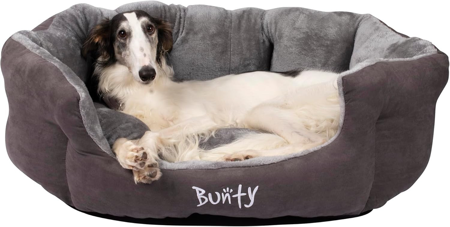 XL Calming Dog Bed 90x70x28cm Fluffy Fleece Washable Grey