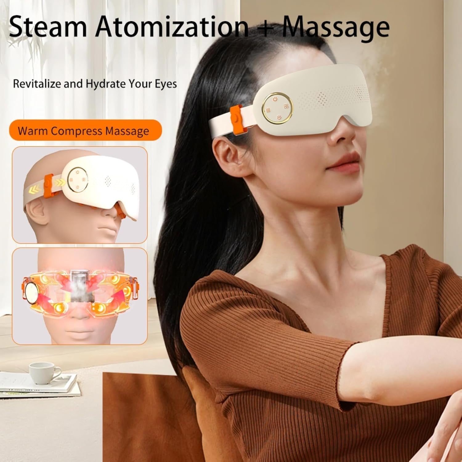 Heated Eye Mask Ultrasonic Mist Dry Eye Fatigue Relief Music