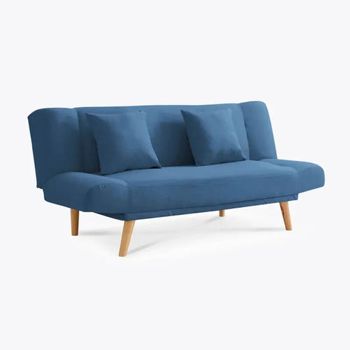 Blue 3 Seater Sofa Bed Click Clack Recliner Guest Couch with Cushions