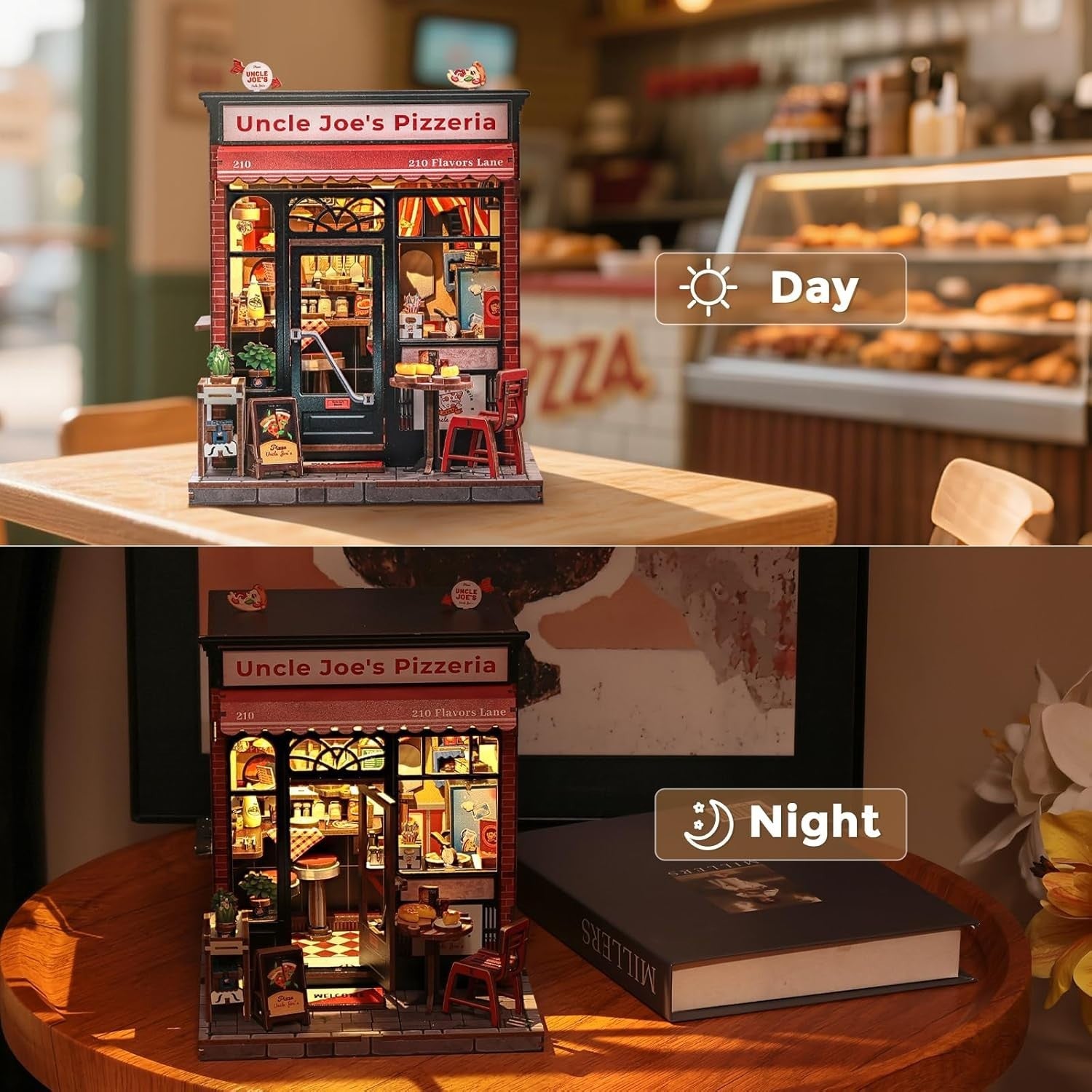 DIY Book Nook Miniature House Kit LED Wooden Puzzle Bookshelf Decor Gift