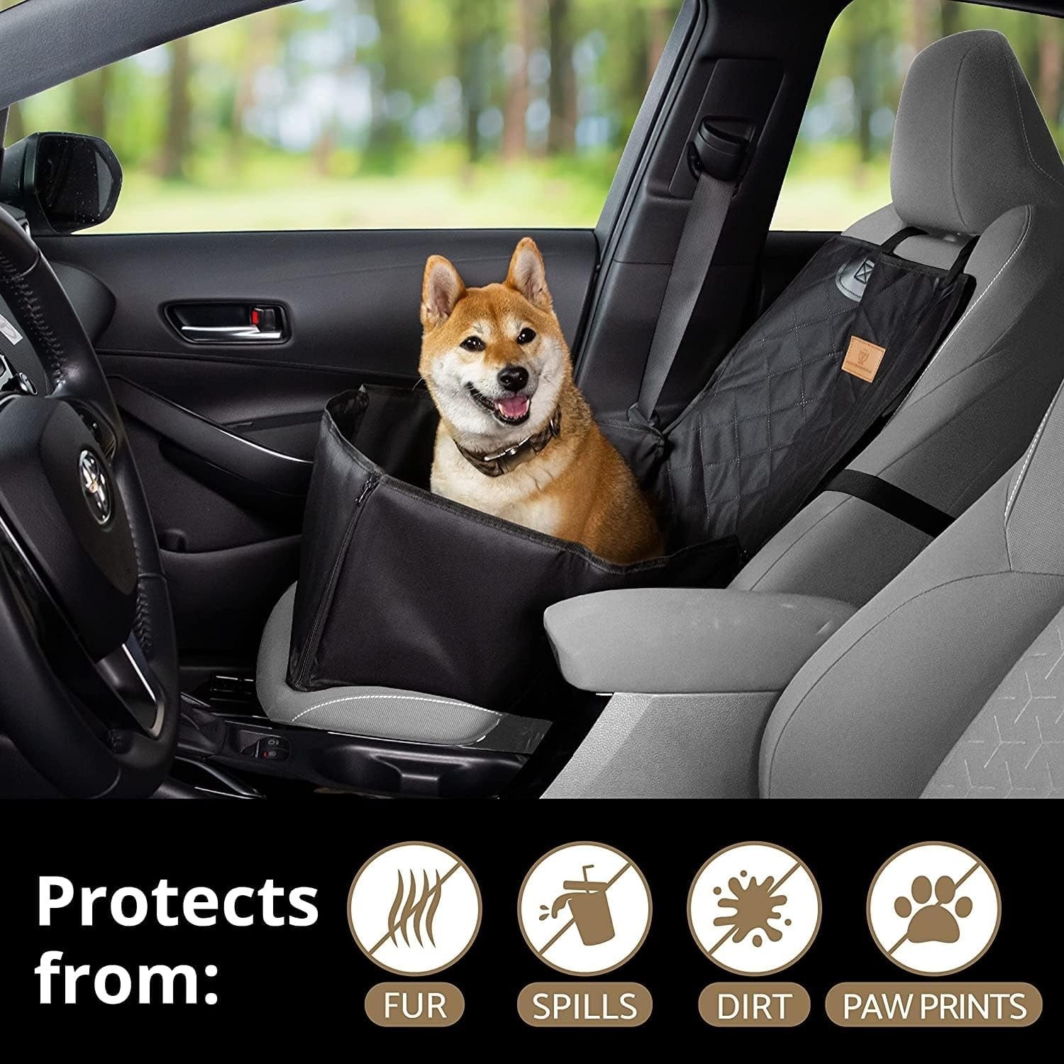 2 in 1 Dog Booster Seat Front Car Seat Cover Waterproof Non Slip 60cm