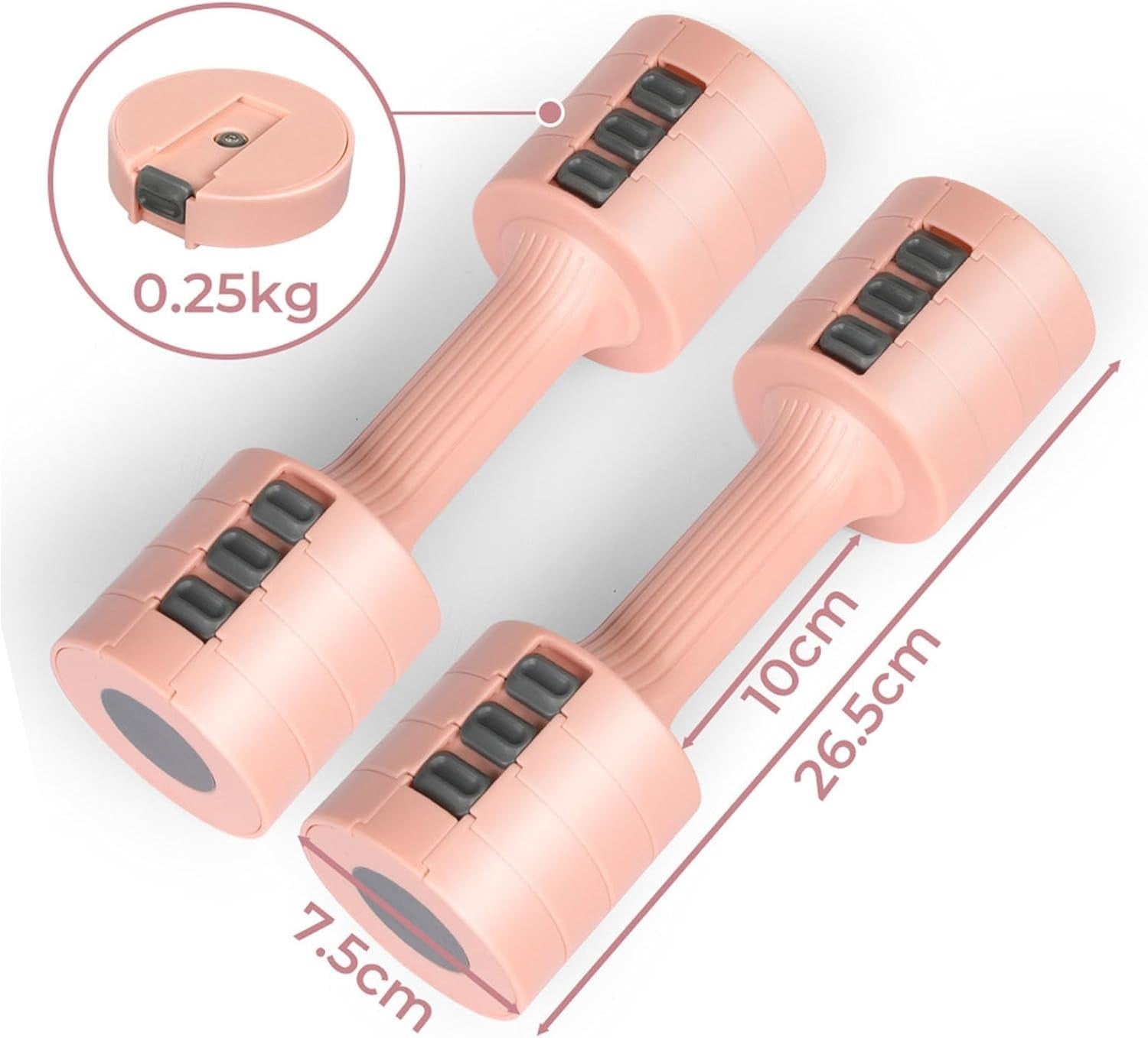 Pink Adjustable Dumbbells Pair 2–5kg Quick Change Non Slip Home Gym