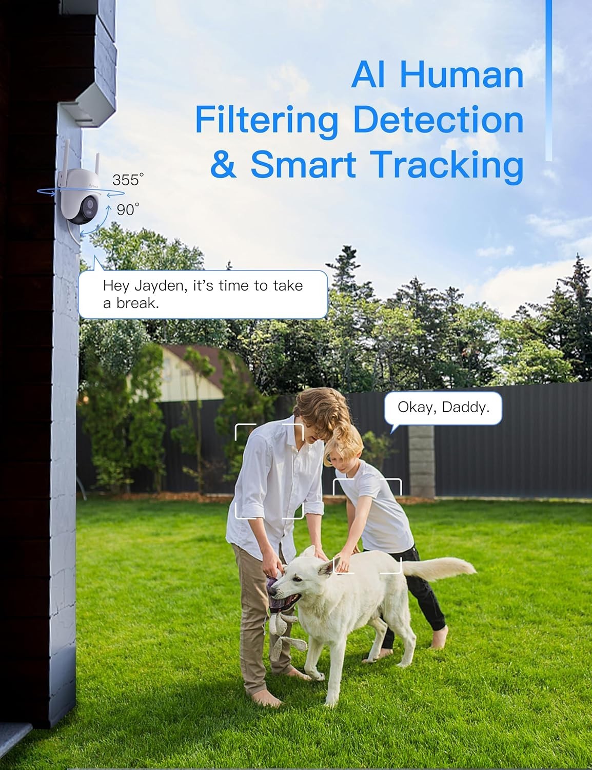 2.5K PTZ Security Camera Outdoor 5GHz WiFi 360° Auto Tracking IP65