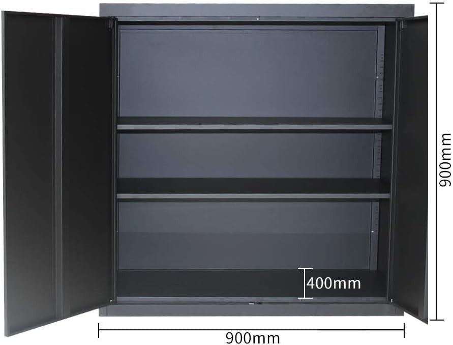 Lockable Metal Storage Cabinet 90cm Steel Office Cupboard Shelves