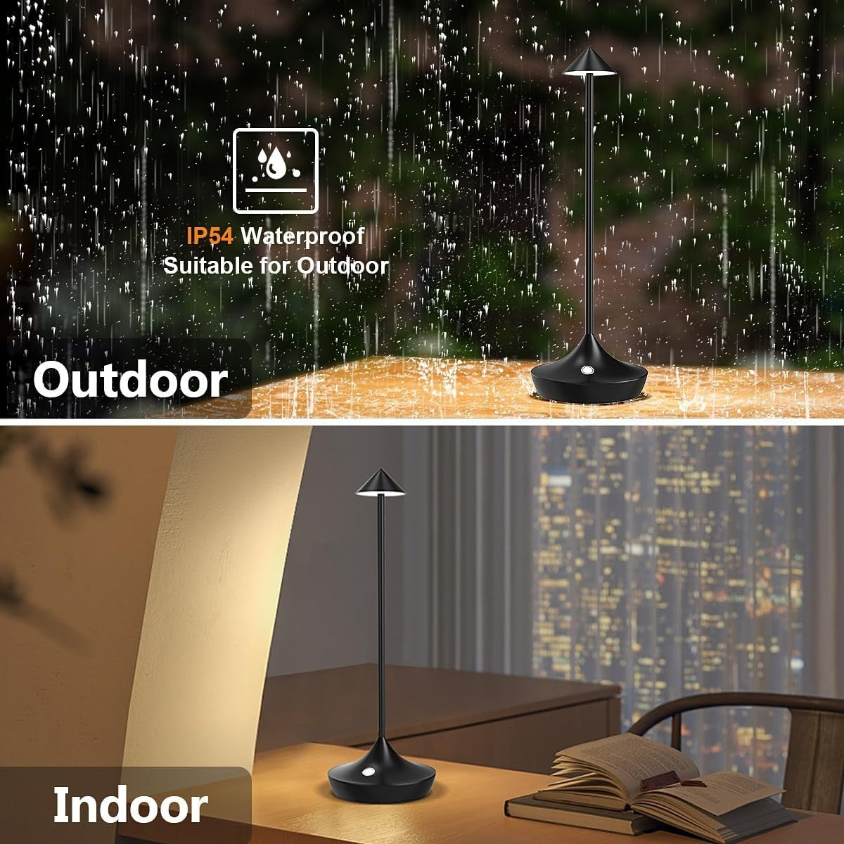 Rechargeable Cordless LED Table Lamps, Dimmable, Portable, 2pcs Set