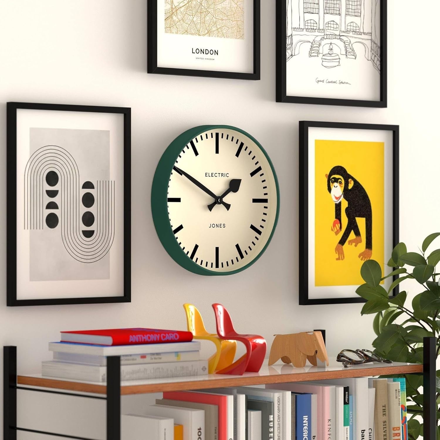 30cm Modern Wall Clock Silent Quartz Station Style Green Round Clock Home Office