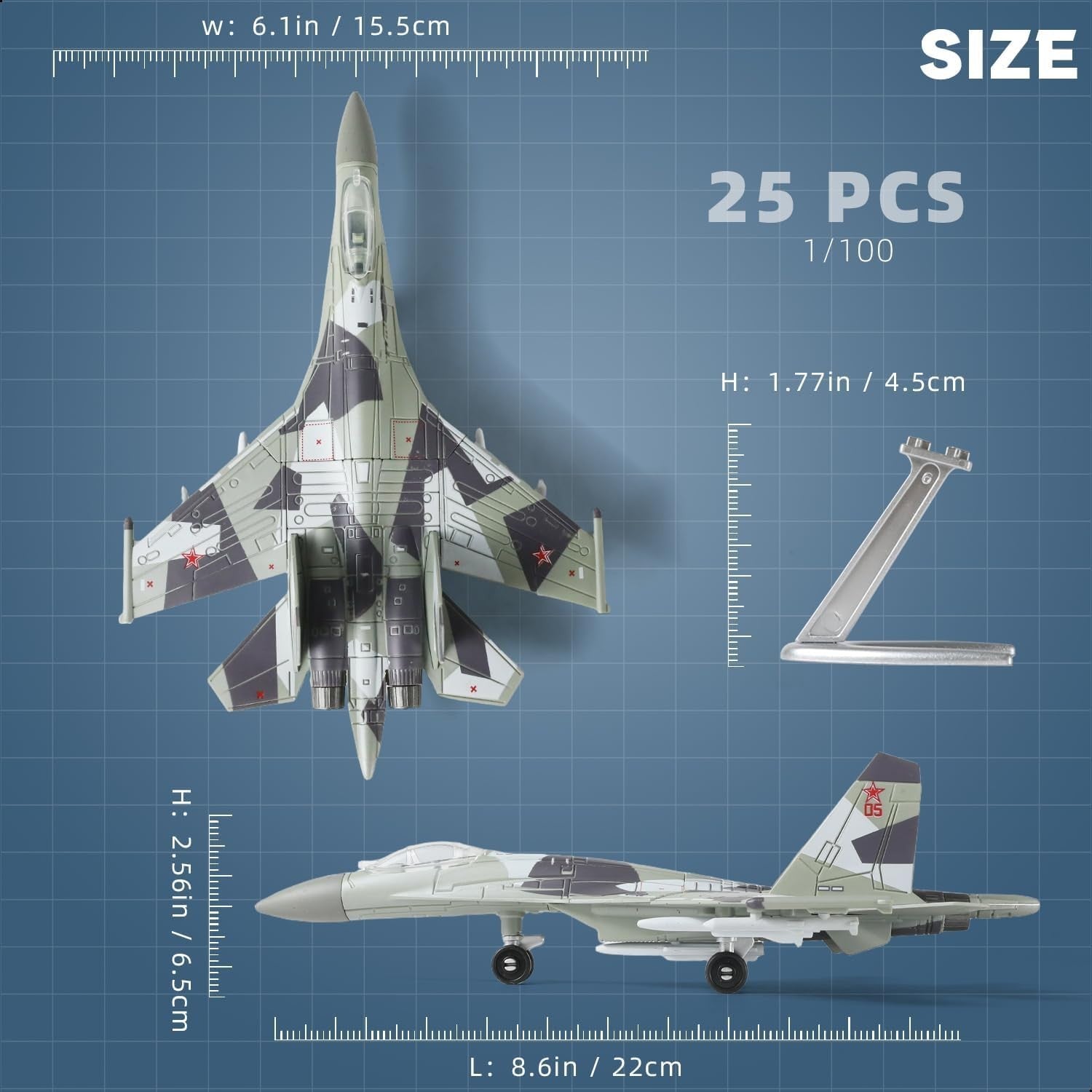 1:100 Scale SU-35 Fighter Jet Model Kit – 34 PCS Military Assembly Toy Set