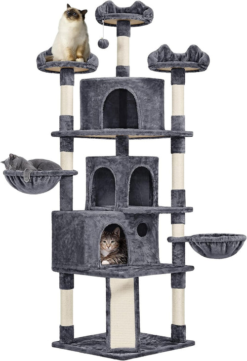 194cm Dark Grey Cat Tree Tower with Condos Baskets Scratching Posts