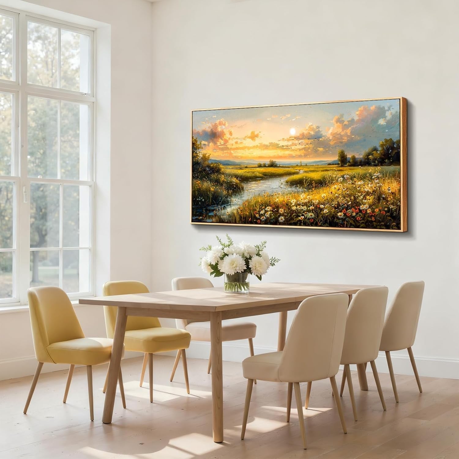 Large Landscape Canvas Wall Art Framed Rustic Countryside Living Room Decor