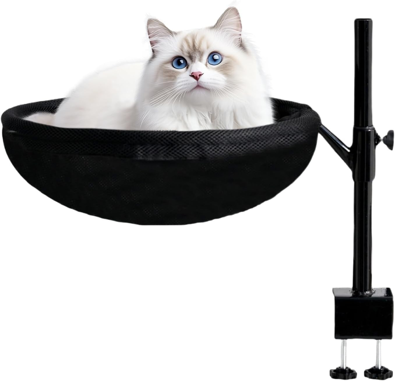 360° Rotating Cat Desk Bed Clamp On Hammock Washable Black