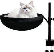 360° Rotating Cat Desk Bed Clamp On Hammock Washable Black