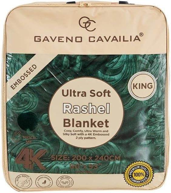 Dark Green 4kg Damask Weighted Blanket 200x240cm King Fleece