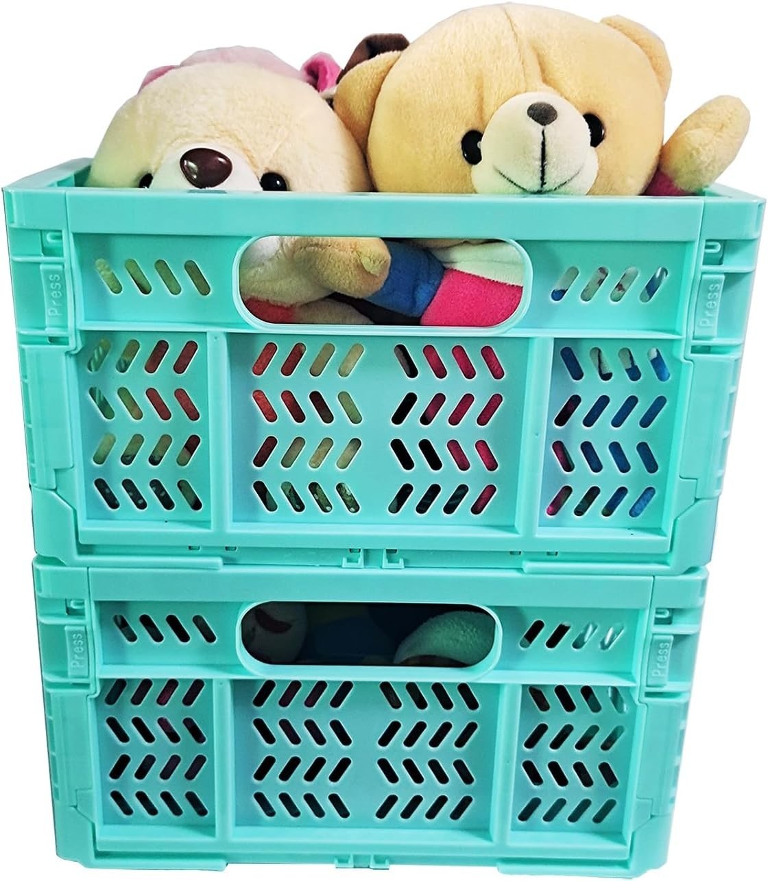 4 Pack 20L Foldable Storage Crates Stackable PP Boxes