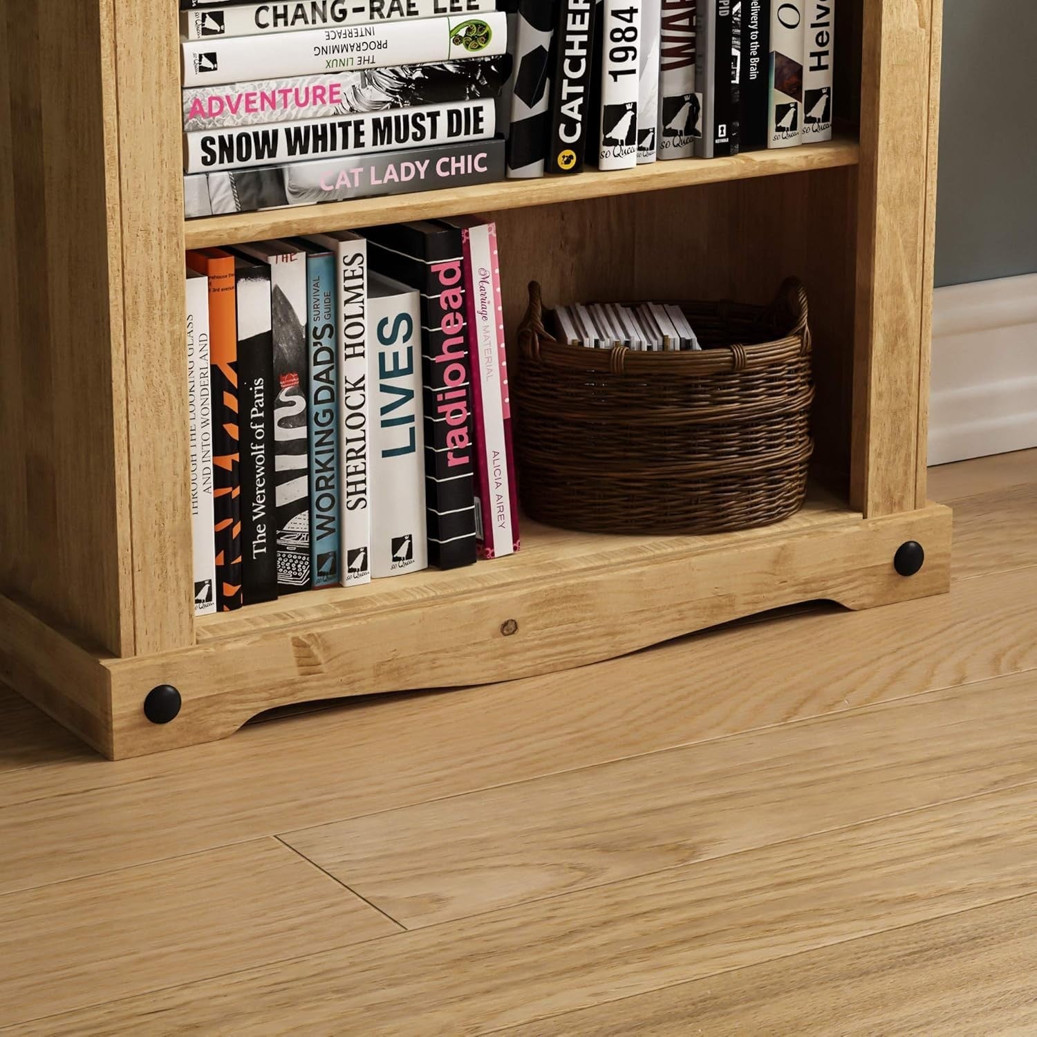 Rustic Pine Medium 3-Tier Bookcase – Solid Wood Shelf Unit 138.5cm High