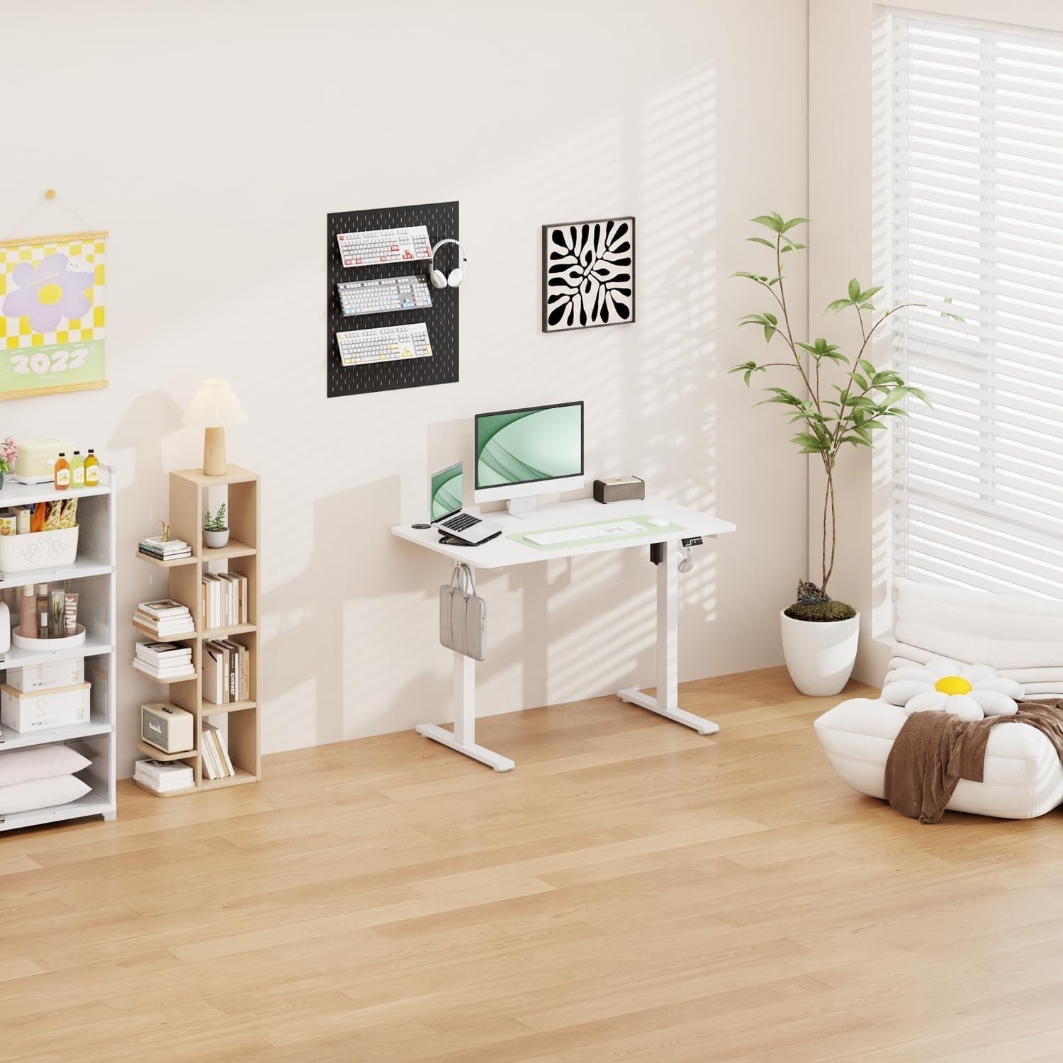 Electric Height Adjustable Desk 100x60cm | Sit Stand Office Table White