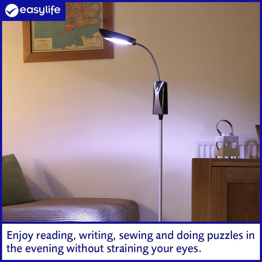 Battery Powered LED Floor Reading Lamp Adjustable Dimmable Standing Light