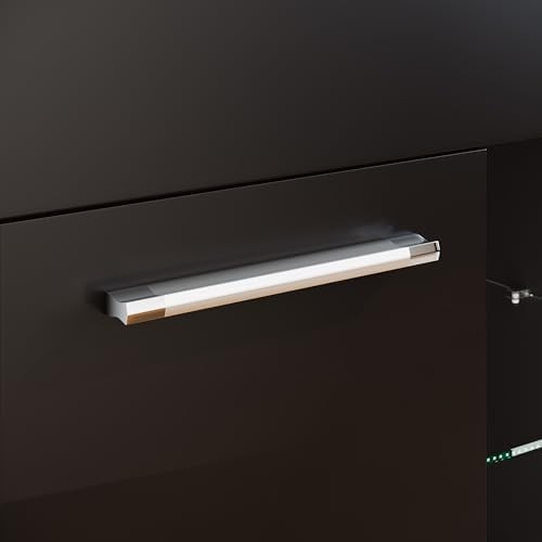 Black Gloss LED Sideboard Cabinet with Central Door & Shelves Modern TV Storage