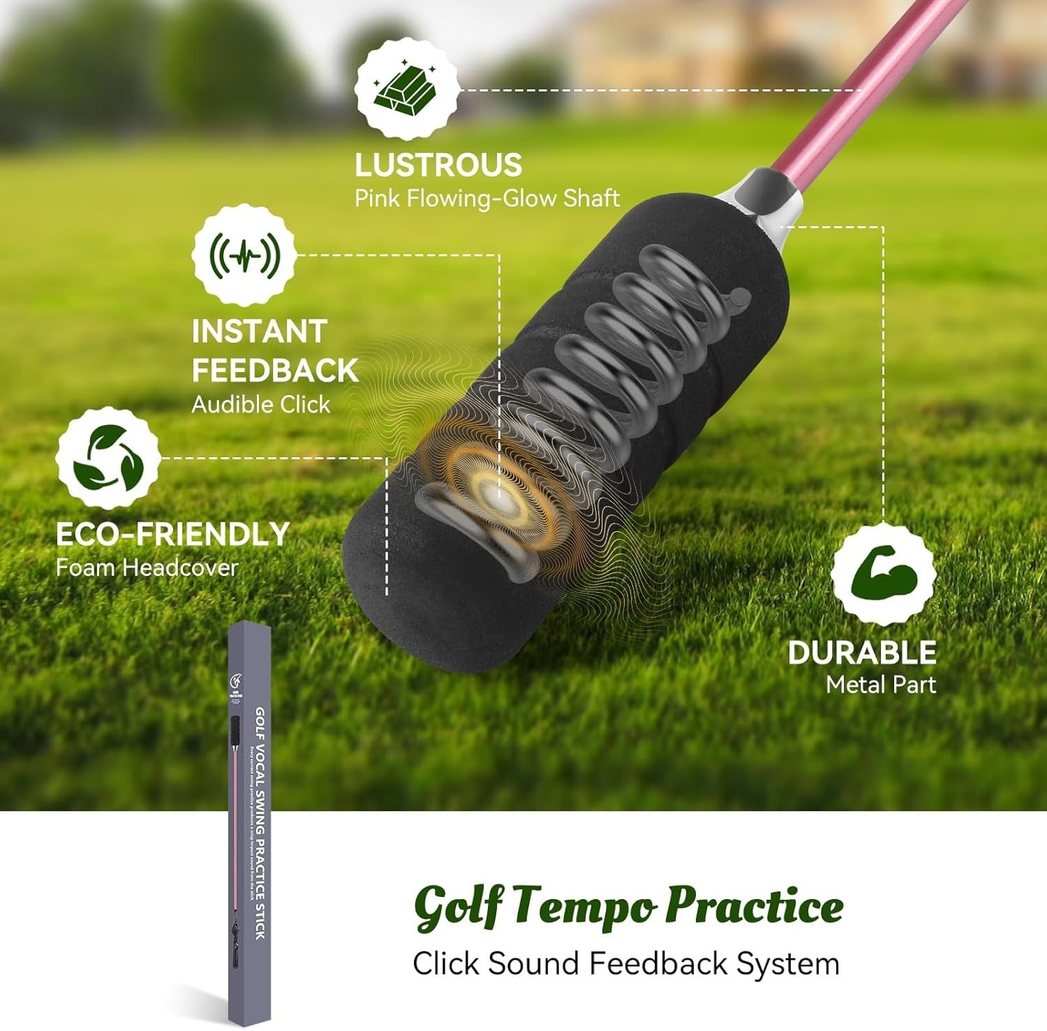 Golf Swing Tempo & Grip Trainer Click Stick Speed Aid