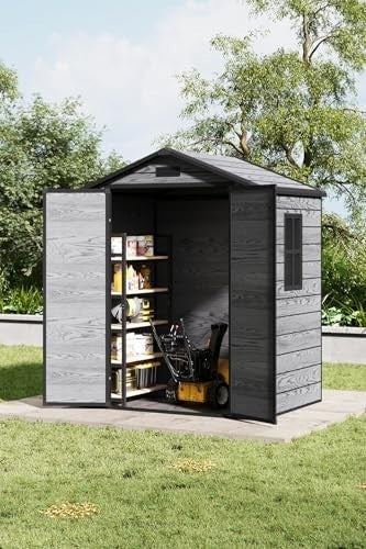 Plastic Garden Shed 5.5x4ft Outdoor Waterproof Storage with Floor & Window