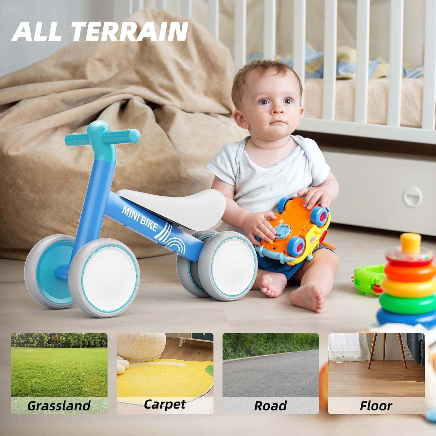 Baby Balance Bike Toddler Walker Ride On Toy 10-24 Months Blue