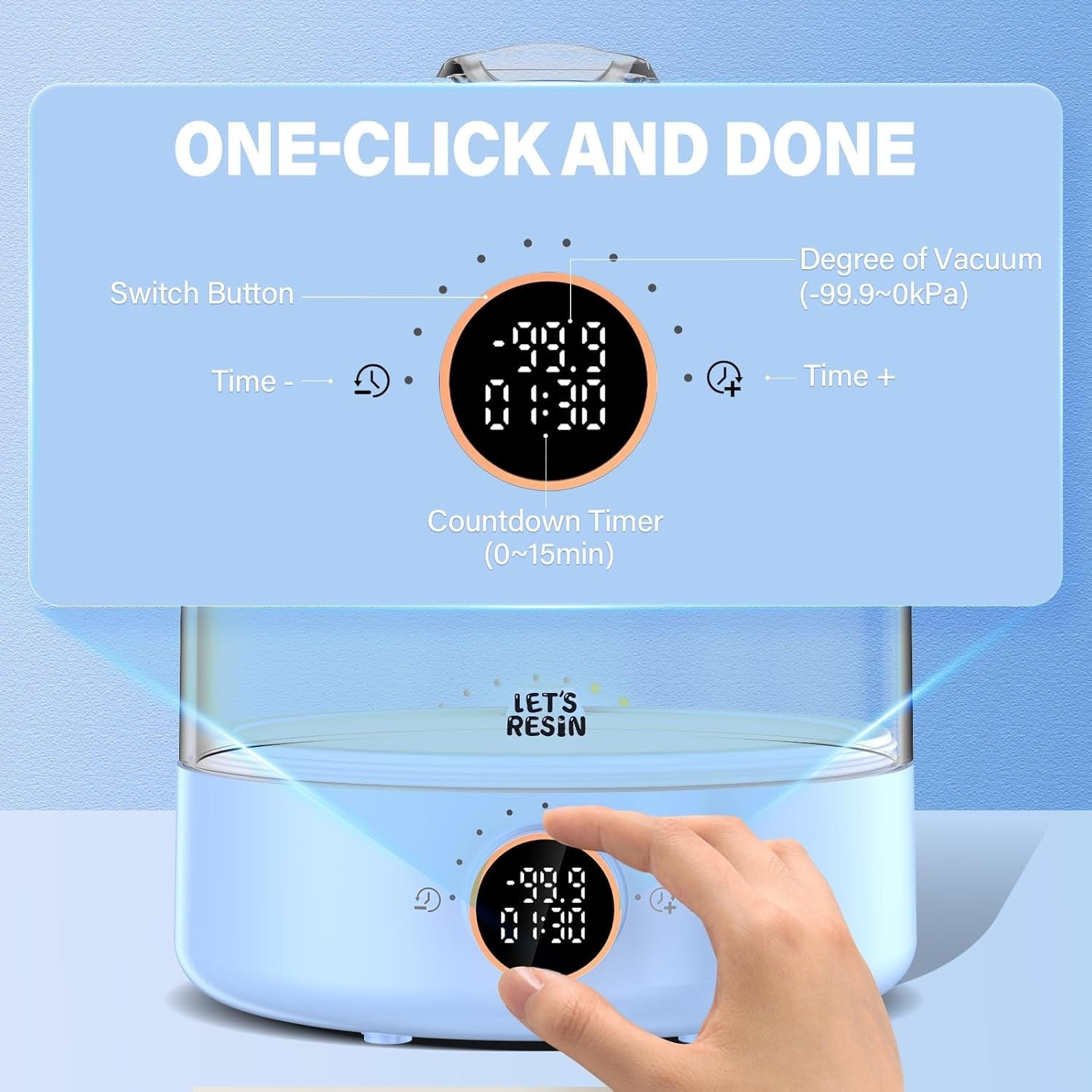 Resin Bubble Remover Vacuum Degasser 99Kpa Digital Timer UK Plug