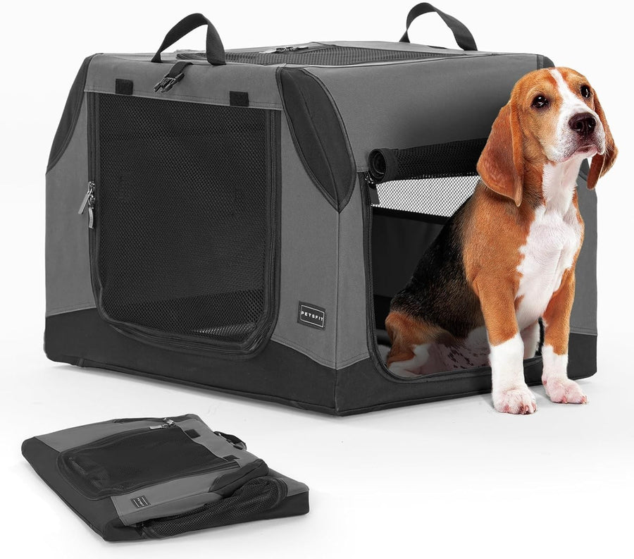 Portable Soft Dog Crate for Small Pets – Collapsible & Travel-Friendly (Grey)