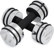 Adjustable Steel Dumbbells Pair 10KG Compact Home Gym Fitness Weights