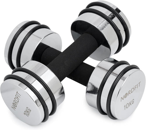 Adjustable Steel Dumbbells Pair 10KG Compact Home Gym Fitness Weights