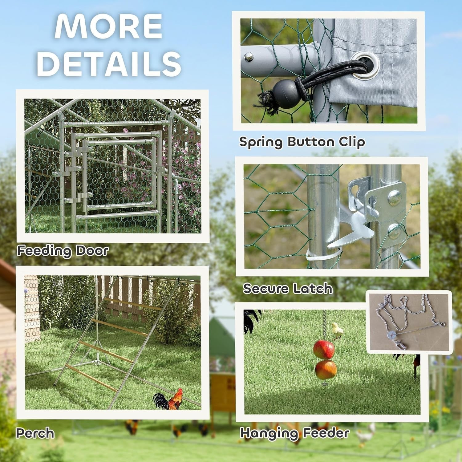 Large Walk In Chicken Run 3x4m Galvanised Coop UV Cover Feeder
