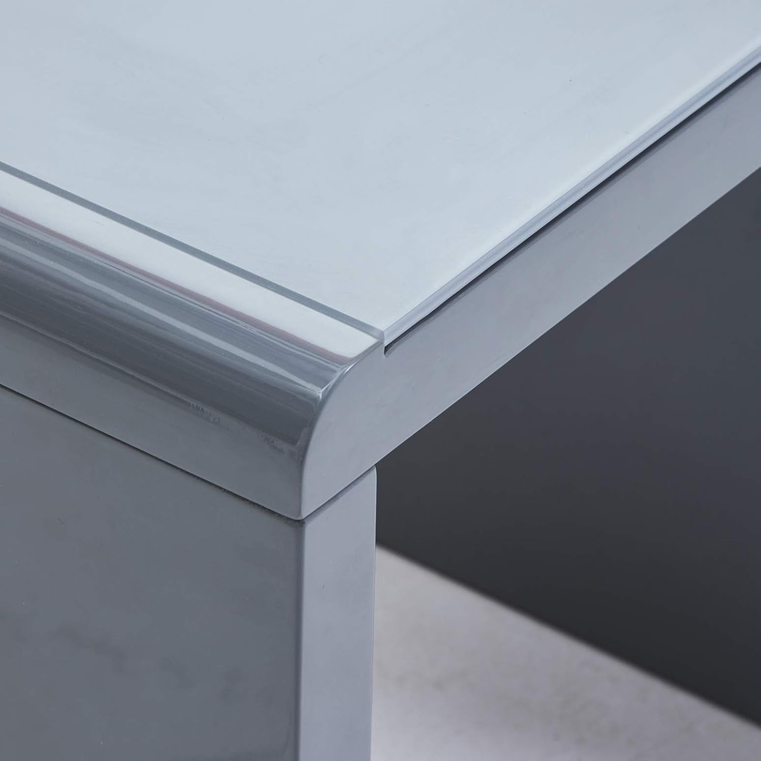 Space Saving Nesting Coffee Table Set Grey/White Tempered Glass Top Modern