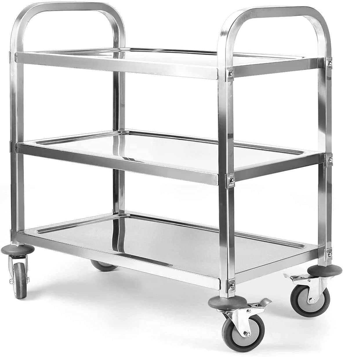 Large Stainless Steel Kitchen Trolley on Wheels 3 Tier Heavy Duty Storage