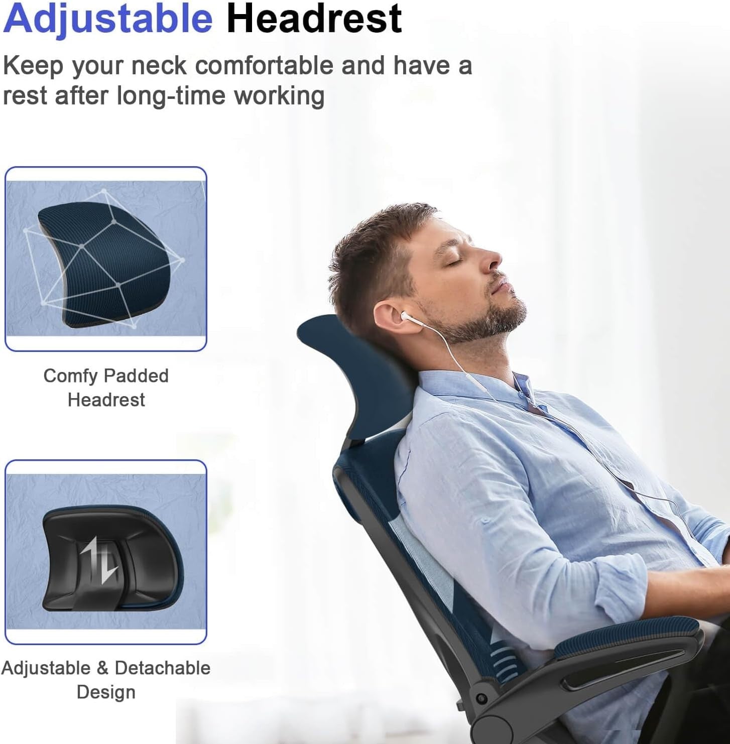 Ergonomic Office Chair High Back Mesh Flip-up Armrests Adjustable Lumbar Support