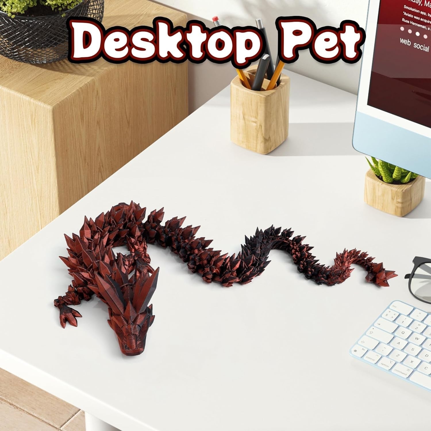 24in Pearly Articulated Dragon Fidget Toy 3D Printed Fantasy Decor