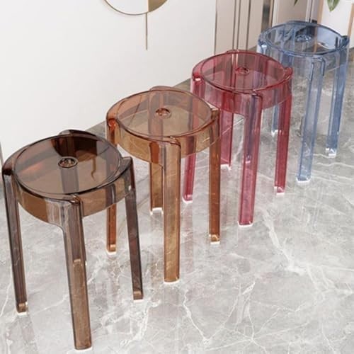 Clear Acrylic Bar Stool Backless Stackable Modern Kitchen & Patio Chair