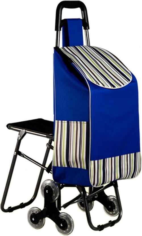 Shopping Trolley Stair Climber Foldable 2-in-1 Wheels with Seat