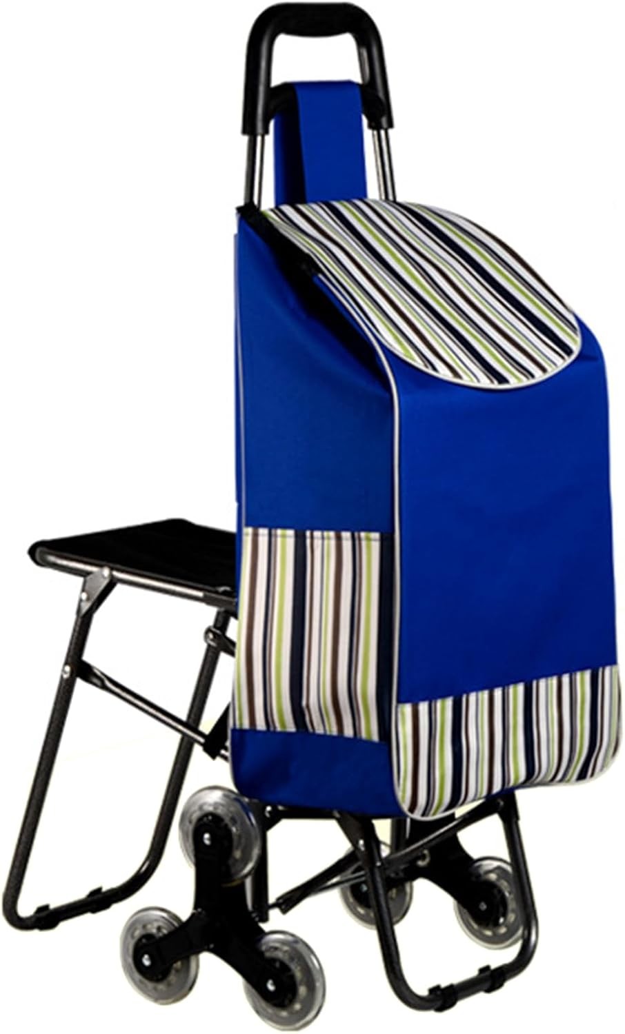 Shopping Trolley Stair Climber Foldable 2-in-1 Wheels with Seat