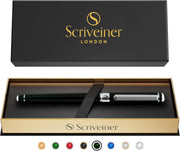 Luxury Rollerball Pen Dark Black Green Chrome Medium Gift