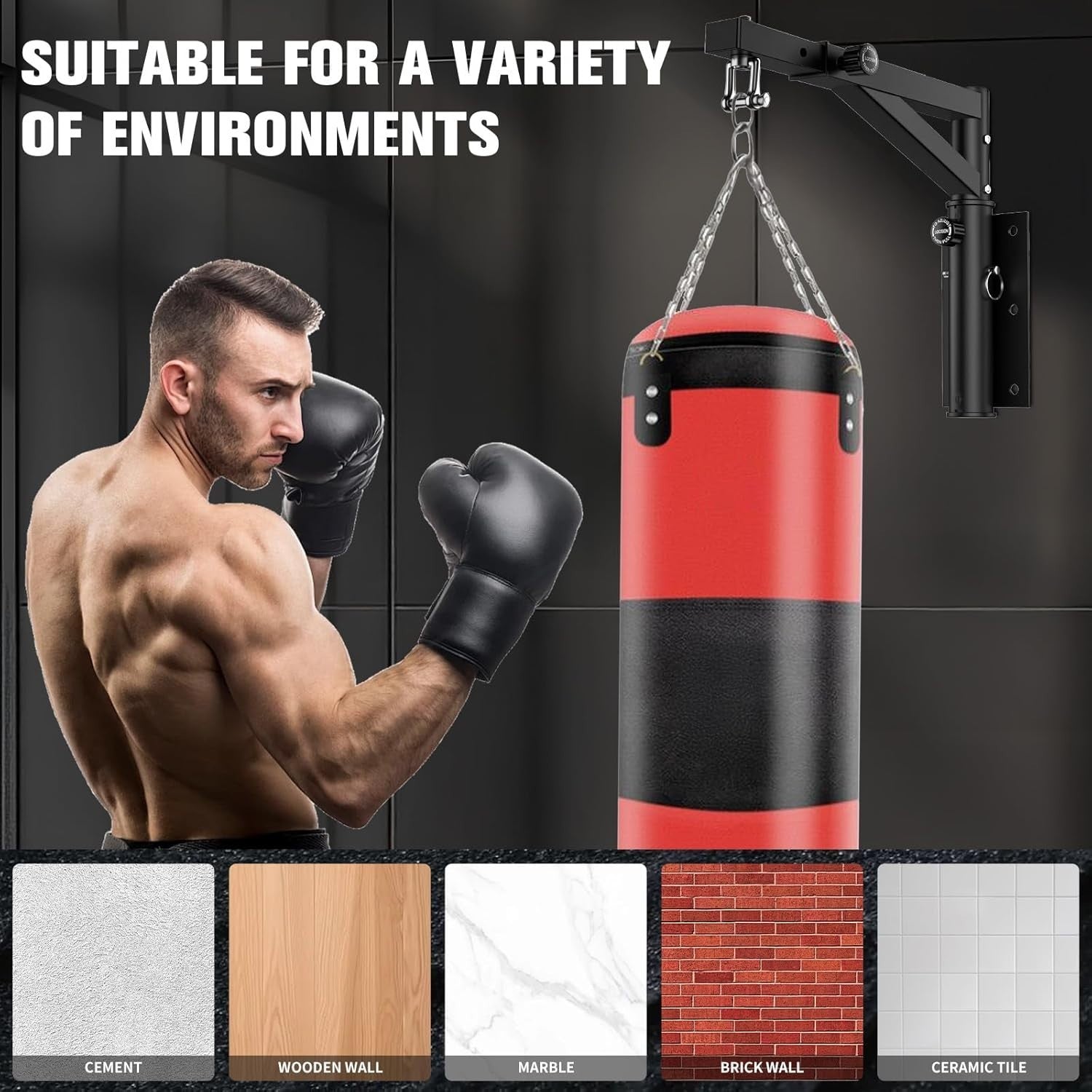 Adjustable Punch Bag Wall Bracket 360° Silent Heavy Duty Mount