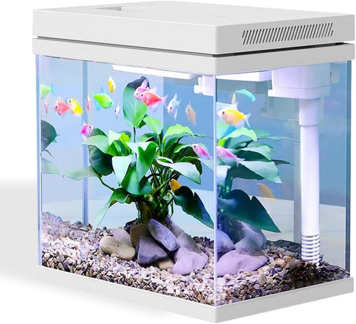 9L Nano Glass Fish Tank With LED Light Filter Rimless Aquarium