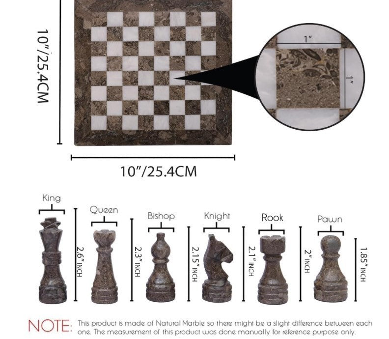 Luxury 10x10” Marble Chess Set – Oceanic Grey & White Stone Board + Pieces