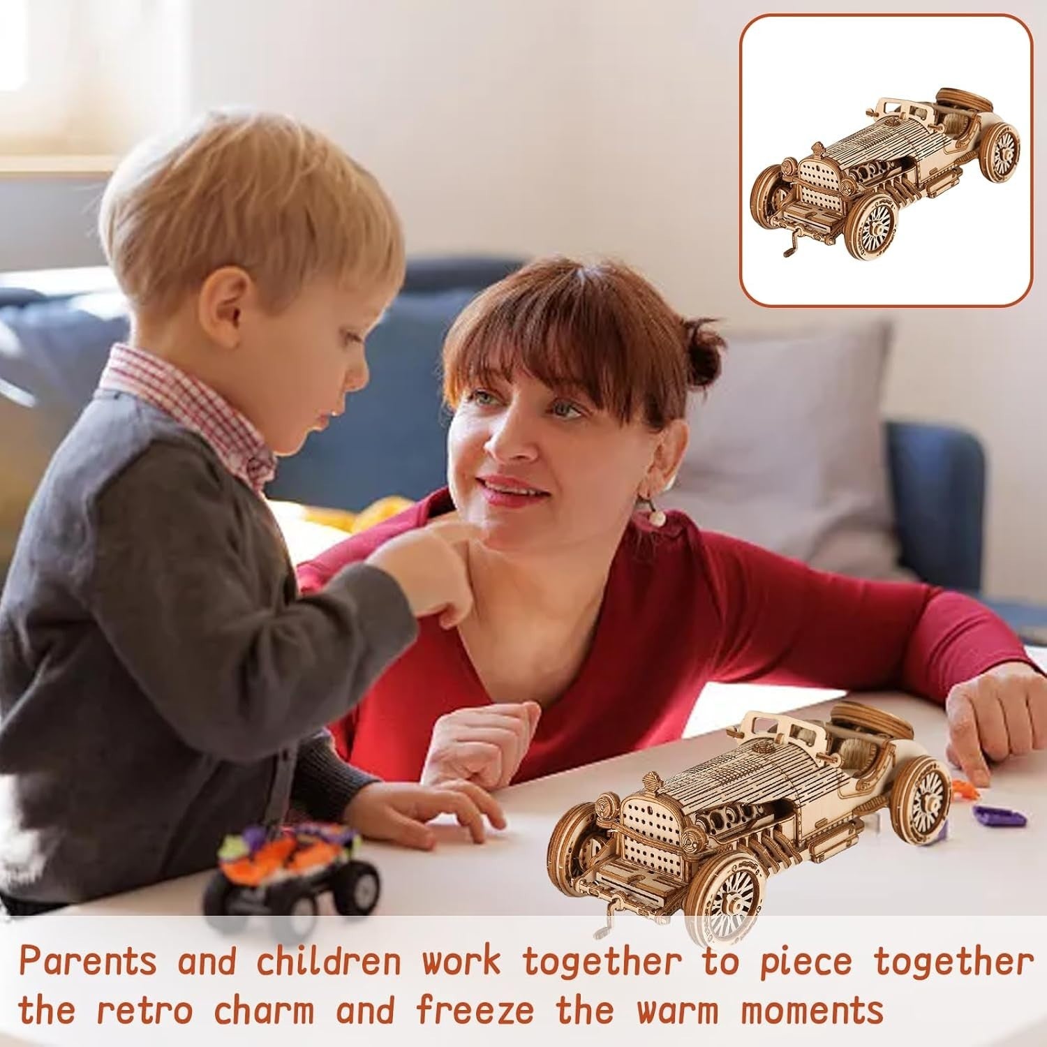 3D Wooden Car Puzzle Model Kit - DIY Build, Educational Craft, Home Decor