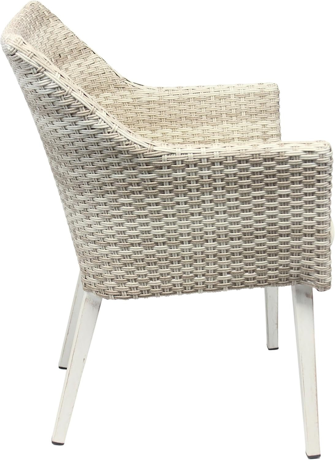Indoor Rattan Dining Armchair With Cushion Modern Woven Seat Solid Legs