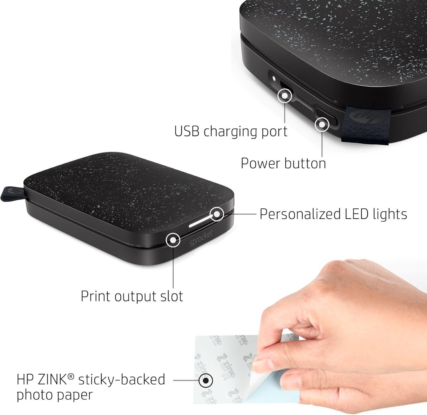 Portable Smartphone Photo Printer | 2x3 Wireless Color Prints | Black