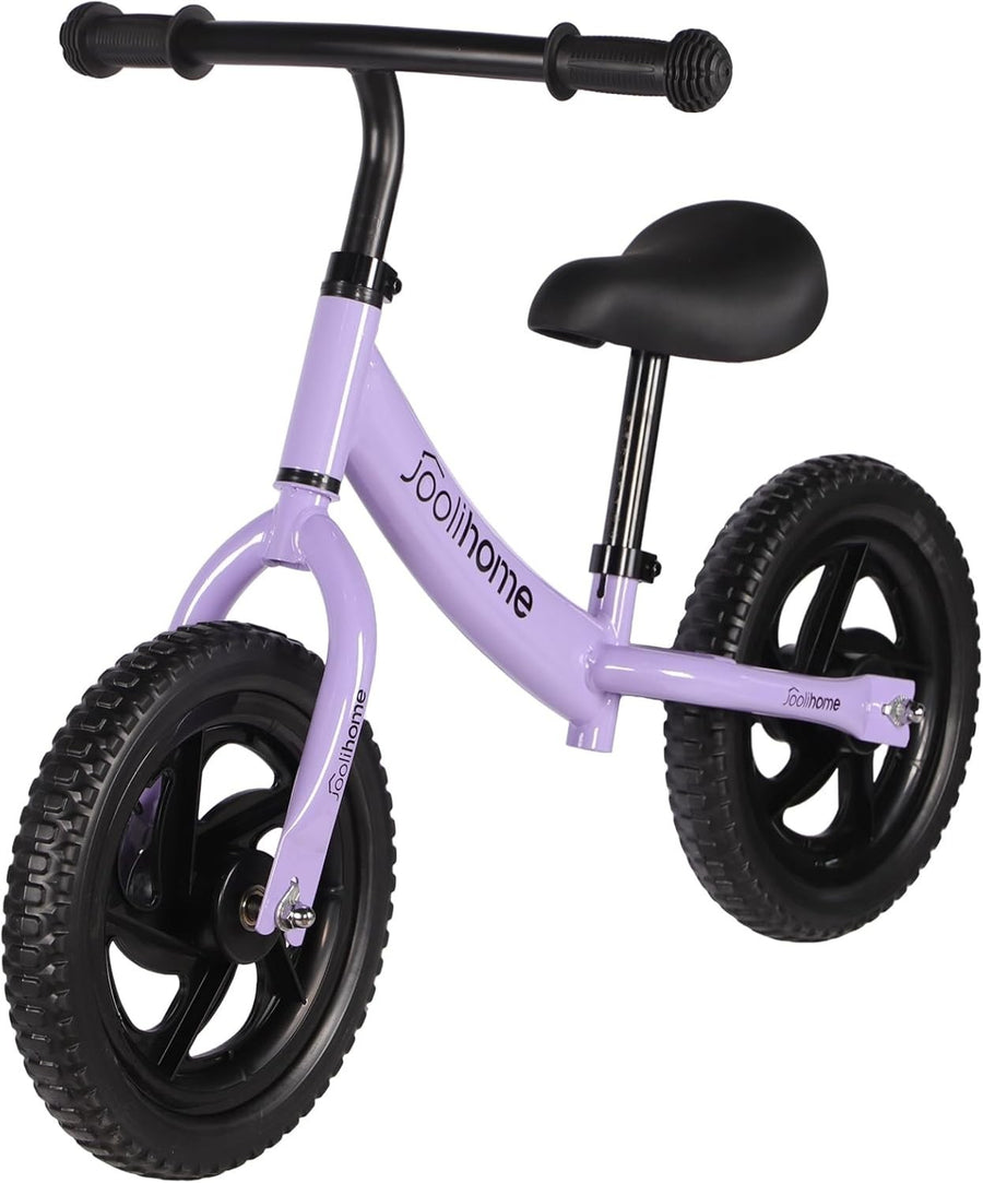 12" Kids Balance Bike Adjustable Seat Handlebar No Pedal Toddler Bike Purple