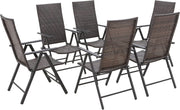 Folding Rattan Garden Chairs Set of 6 Adjustable High Back Patio Dining Seats